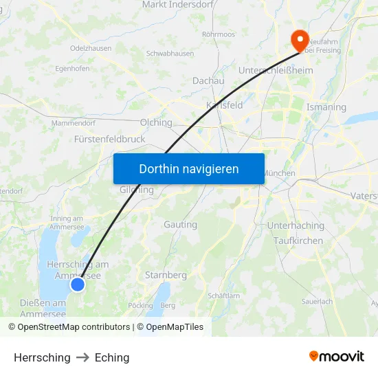 Herrsching to Eching map