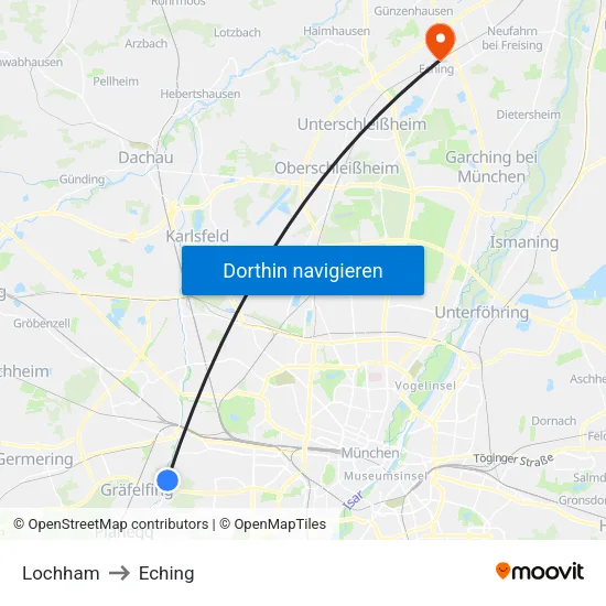 Lochham to Eching map