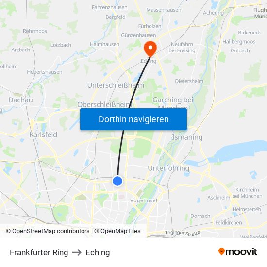 Frankfurter Ring to Eching map