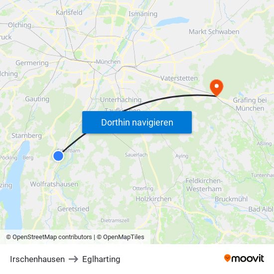 Irschenhausen to Eglharting map