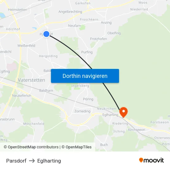 Parsdorf to Eglharting map
