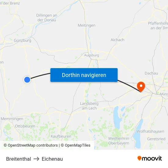 Breitenthal to Eichenau map
