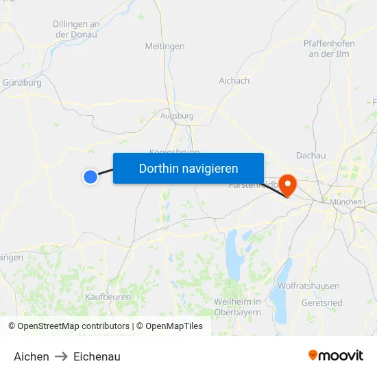 Aichen to Eichenau map