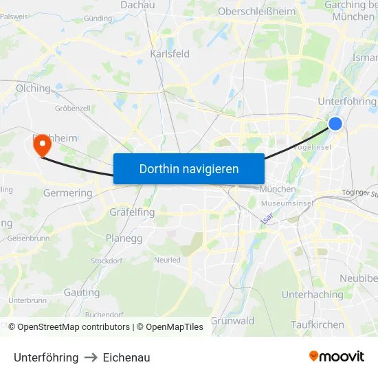 Unterföhring to Eichenau map