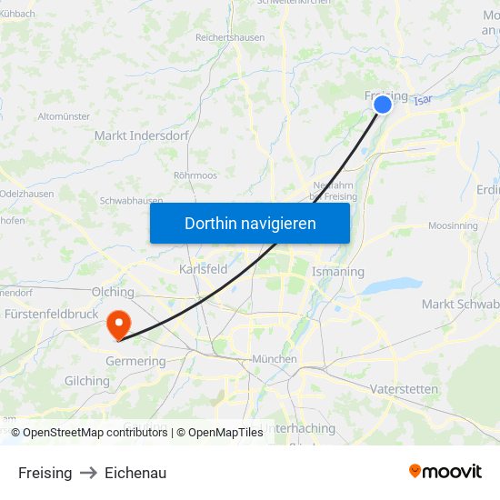 Freising to Eichenau map