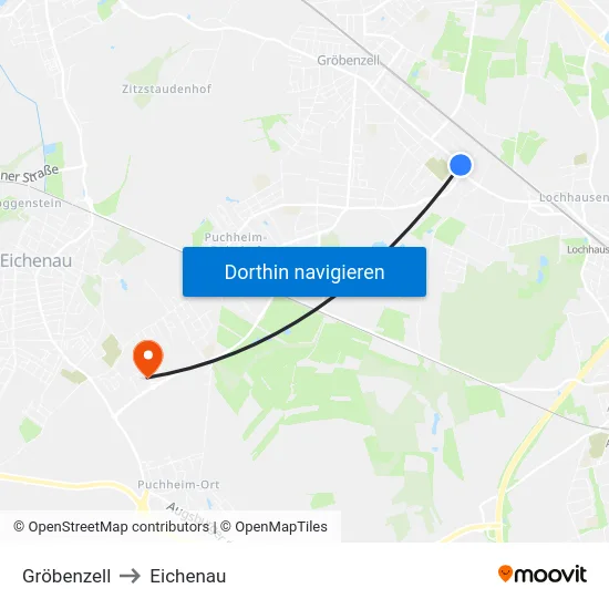 Gröbenzell to Eichenau map