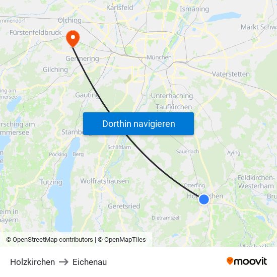 Holzkirchen to Eichenau map