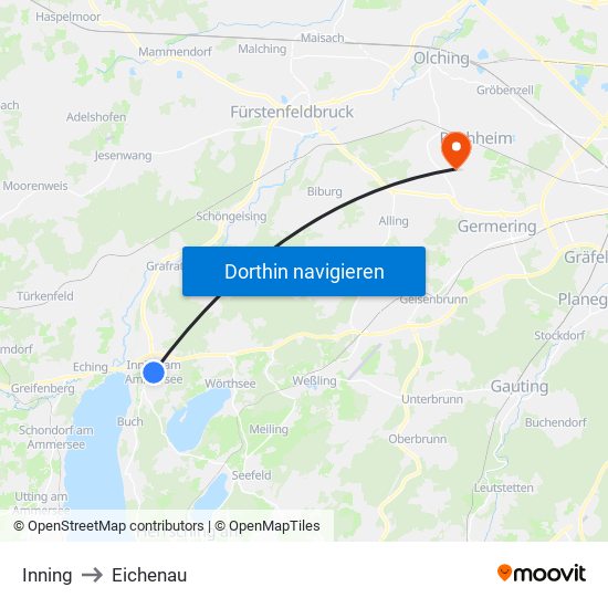 Inning to Eichenau map