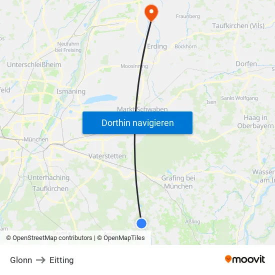 Glonn to Eitting map