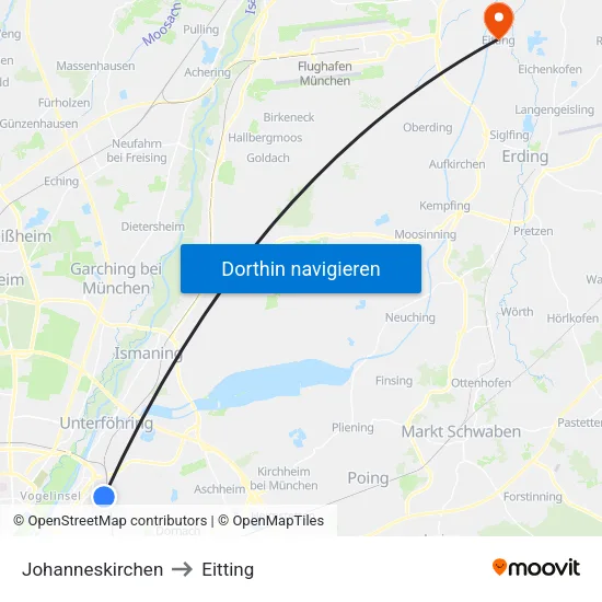 Johanneskirchen to Eitting map