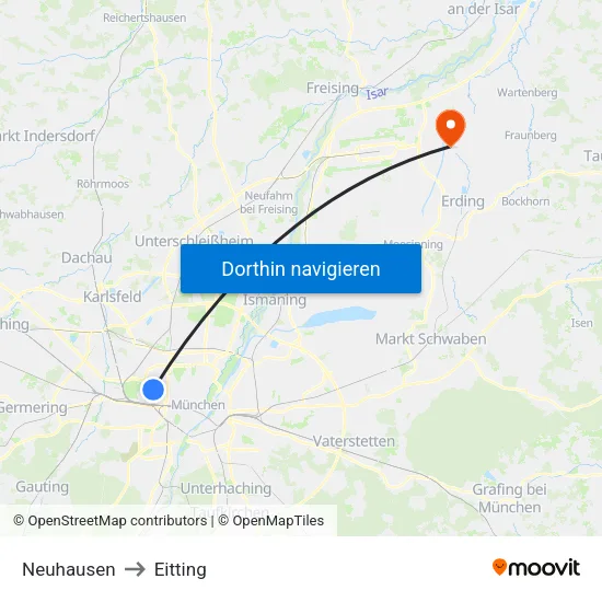 Neuhausen to Eitting map