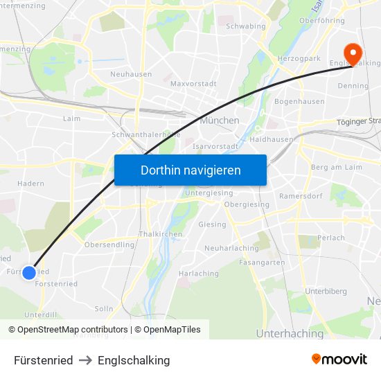 Fürstenried to Englschalking map