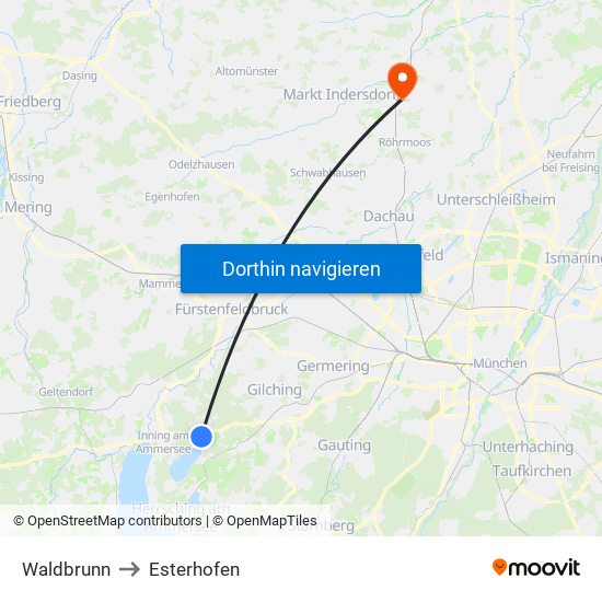 Waldbrunn to Esterhofen map