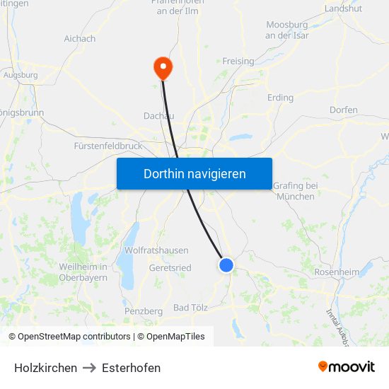 Holzkirchen to Esterhofen map