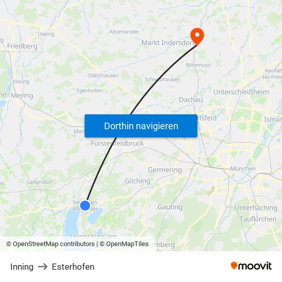 Inning to Esterhofen map