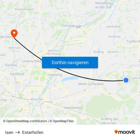 Isen to Esterhofen map