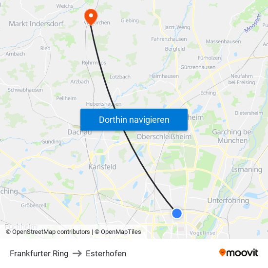 Frankfurter Ring to Esterhofen map