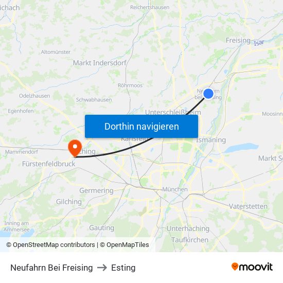 Neufahrn Bei Freising to Esting map