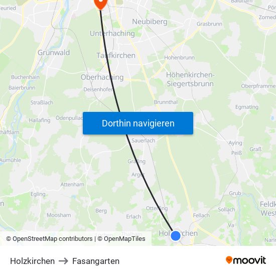 Holzkirchen to Fasangarten map