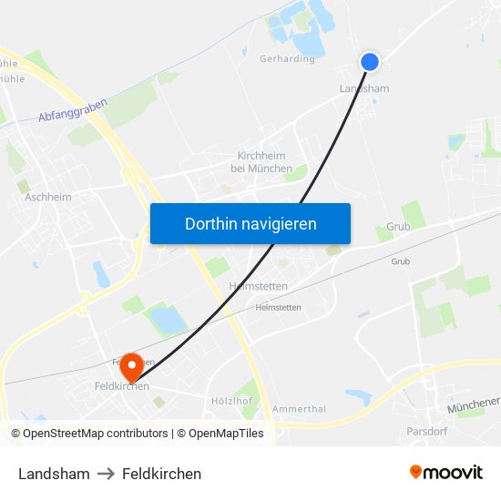 Landsham to Feldkirchen map