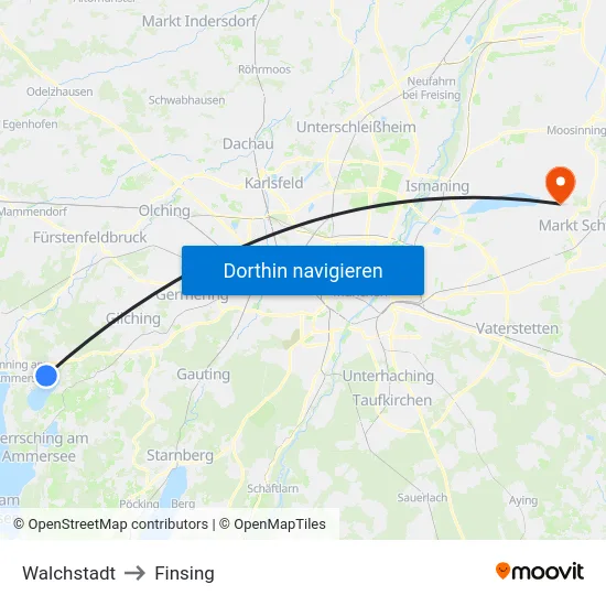Walchstadt to Finsing map