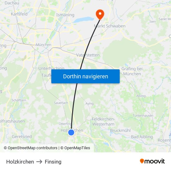 Holzkirchen to Finsing map