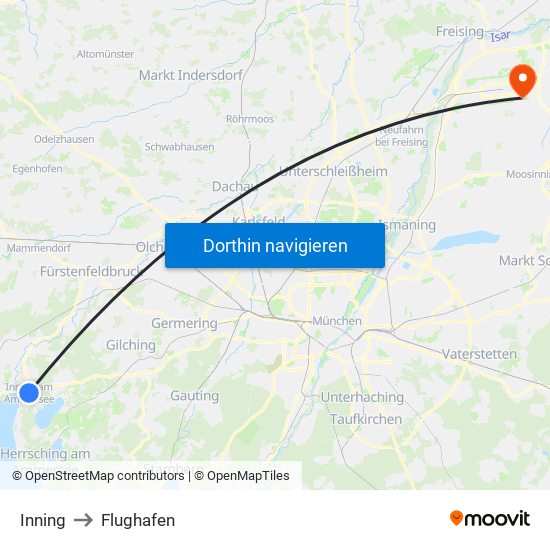 Inning to Flughafen map