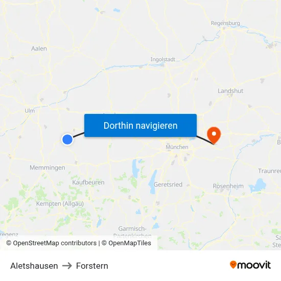 Aletshausen to Forstern map
