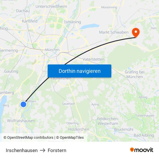 Irschenhausen to Forstern map