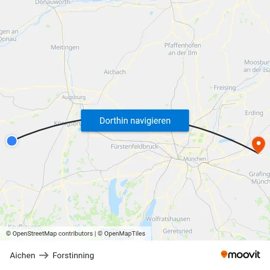 Aichen to Forstinning map
