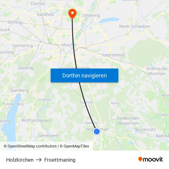 Holzkirchen to Froettmaning map