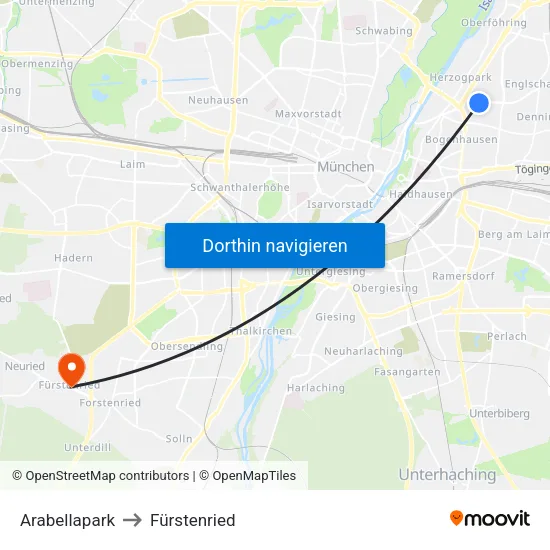 Arabellapark to Fürstenried map