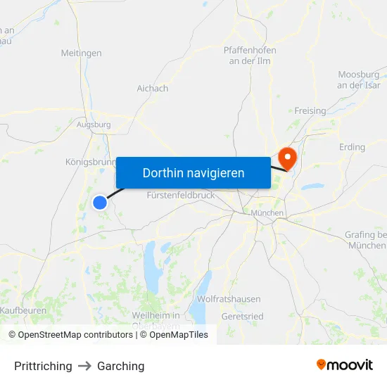 Prittriching to Garching map