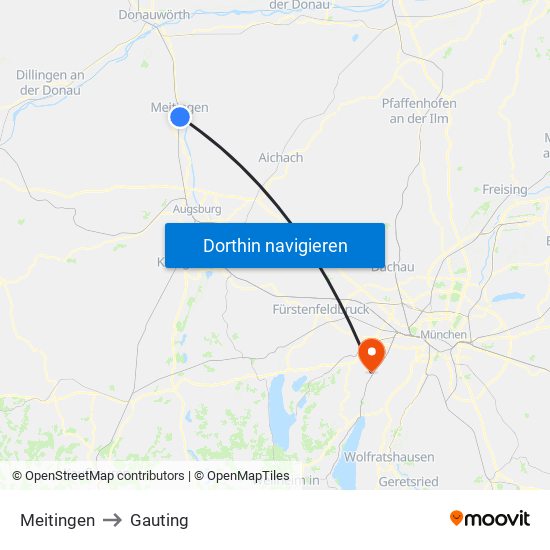 Meitingen to Gauting map