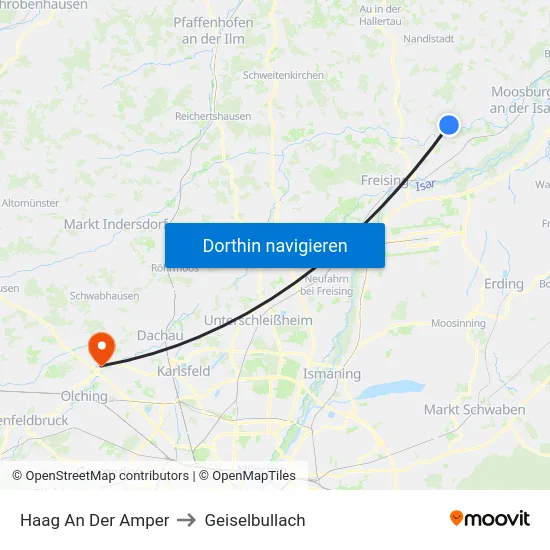 Haag An Der Amper to Geiselbullach map