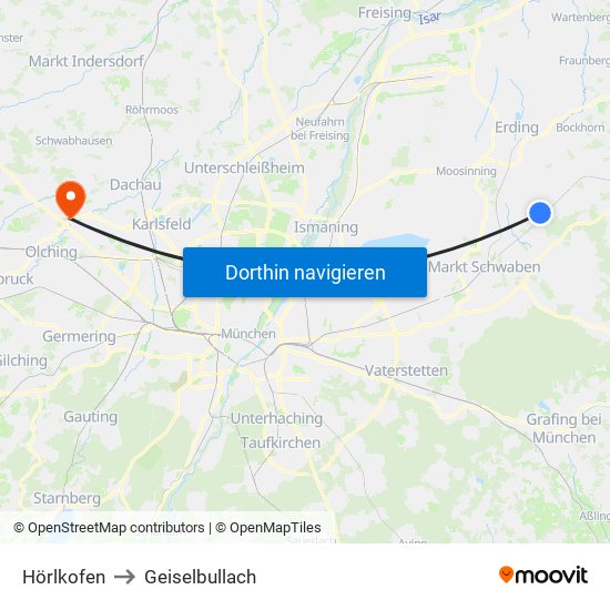 Hörlkofen to Geiselbullach map