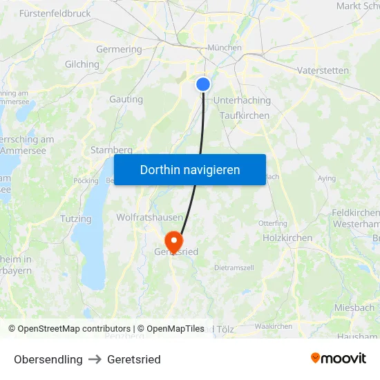 Obersendling to Geretsried map