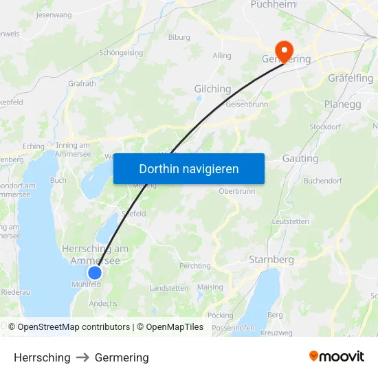 Herrsching to Germering map