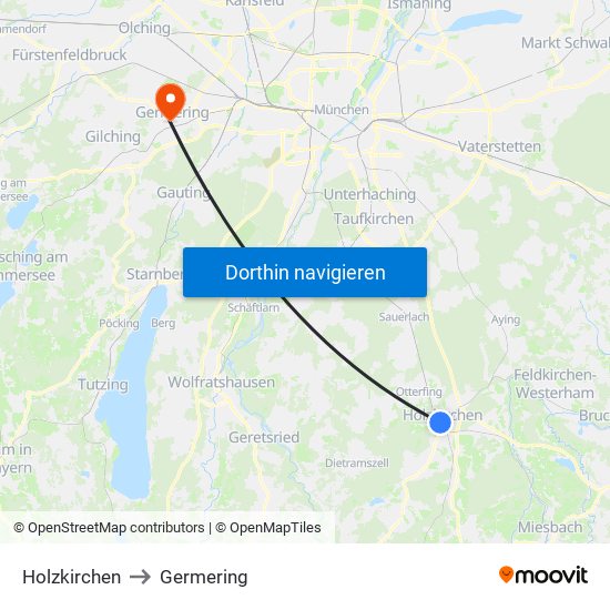 Holzkirchen to Germering map