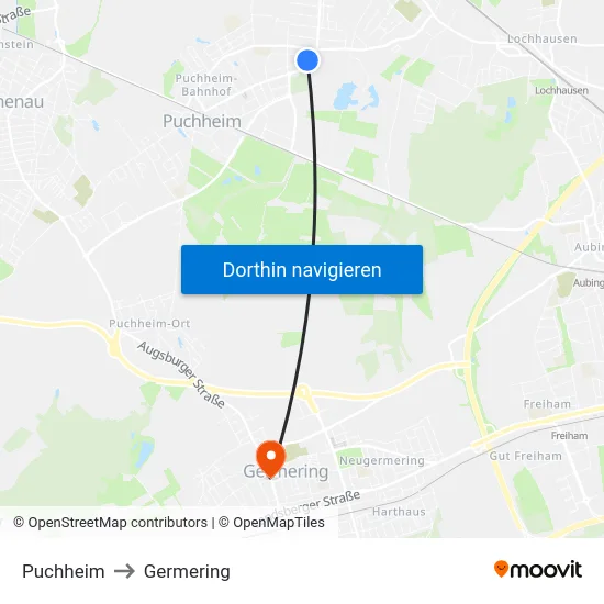 Puchheim to Germering map