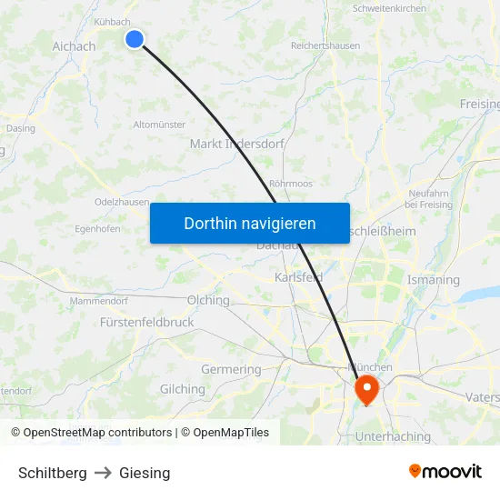 Schiltberg to Giesing map