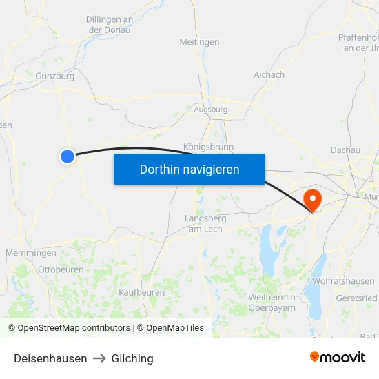 Deisenhausen to Gilching map