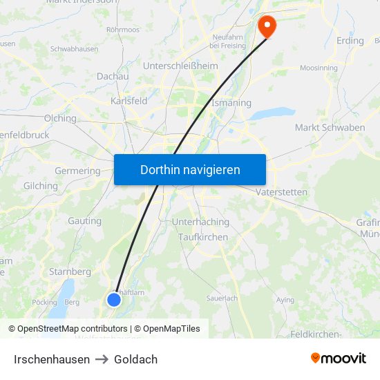 Irschenhausen to Goldach map