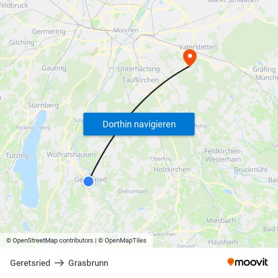 Geretsried to Grasbrunn map