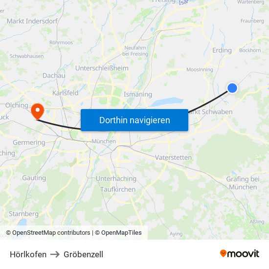 Hörlkofen to Gröbenzell map