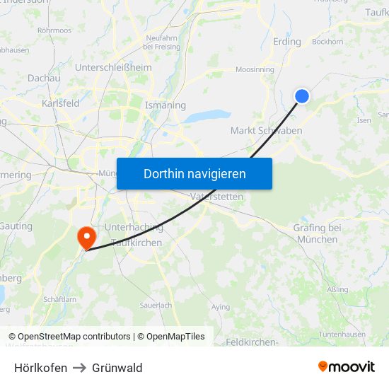 Hörlkofen to Grünwald map
