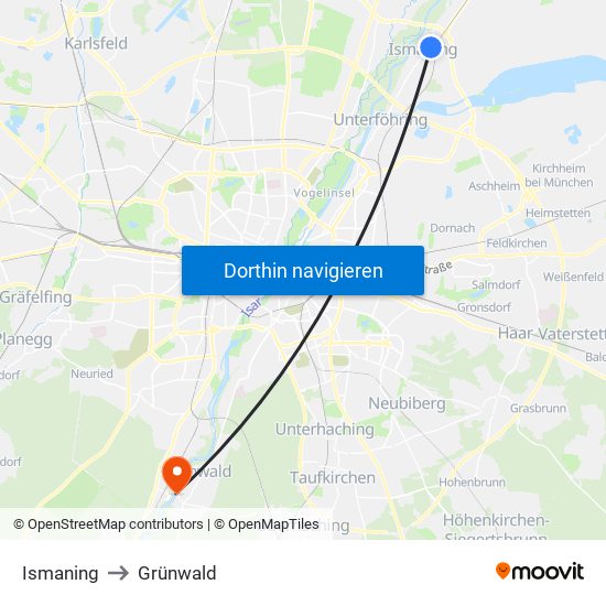 Ismaning to Grünwald map