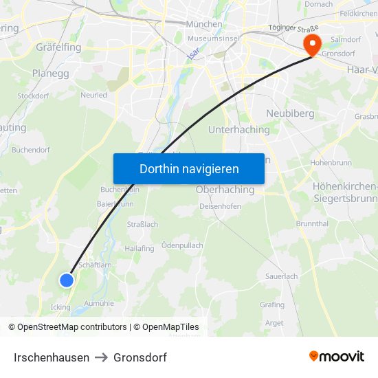 Irschenhausen to Gronsdorf map