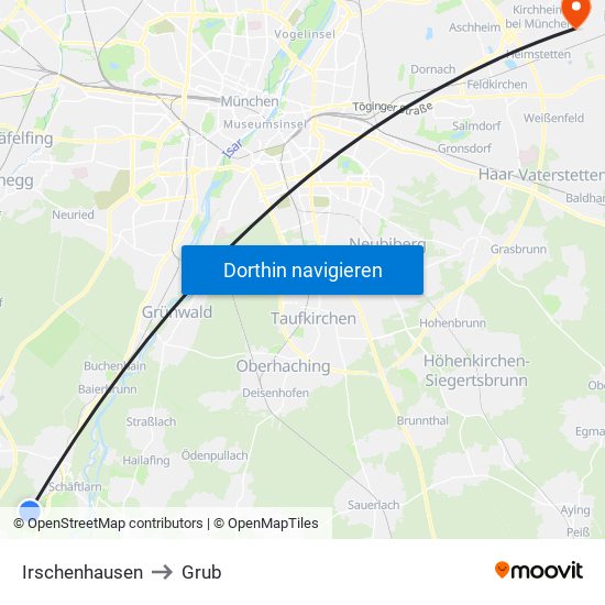 Irschenhausen to Grub map