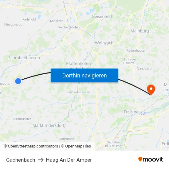 Gachenbach to Haag An Der Amper map